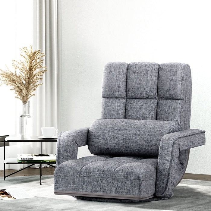 Floor Sofa Bed Lounge Chair Recliner Chaise Swivel Grey