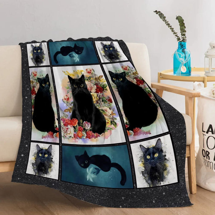 Floral Cat Throw Lightweight Blanket