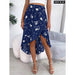 Floral Print Ruffled Asymmetrical Skirt For Women