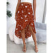 Floral Print Ruffled Asymmetrical Skirt For Women