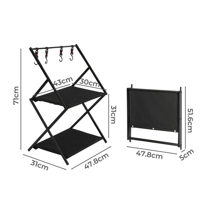 Goslash Picks Foldable Camping Storage Shelves 2 Layer