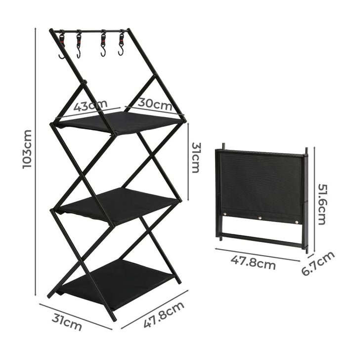 Goslash Picks Foldable Camping Storage Shelves 3 Layer