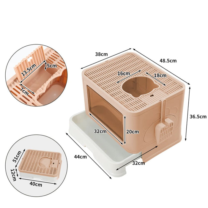 Goslash Picks Foldable Cat Litter Box Tray Enclosed Kitty