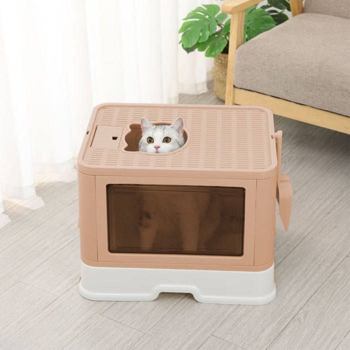 Goslash Picks Foldable Cat Litter Box Tray Enclosed Kitty