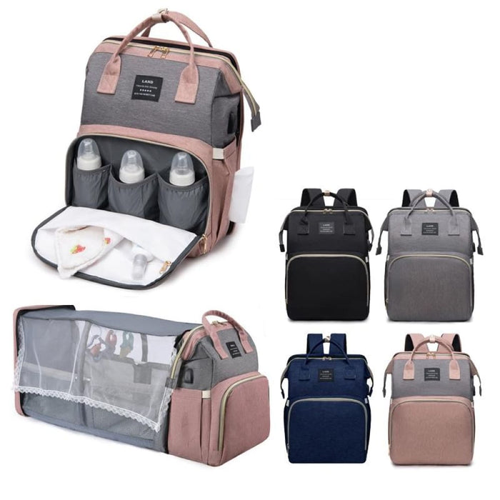 Foldable Diaper Bag With Changing Station And Usb Port