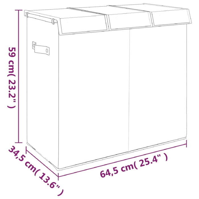 Foldable Laundry Hamper Grey 64.5x34.5x59 Cm Faux Linen