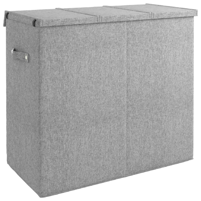 Foldable Laundry Hamper Grey 64.5x34.5x59 Cm Faux Linen