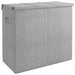 Foldable Laundry Hamper Grey 64.5x34.5x59 Cm Faux Linen