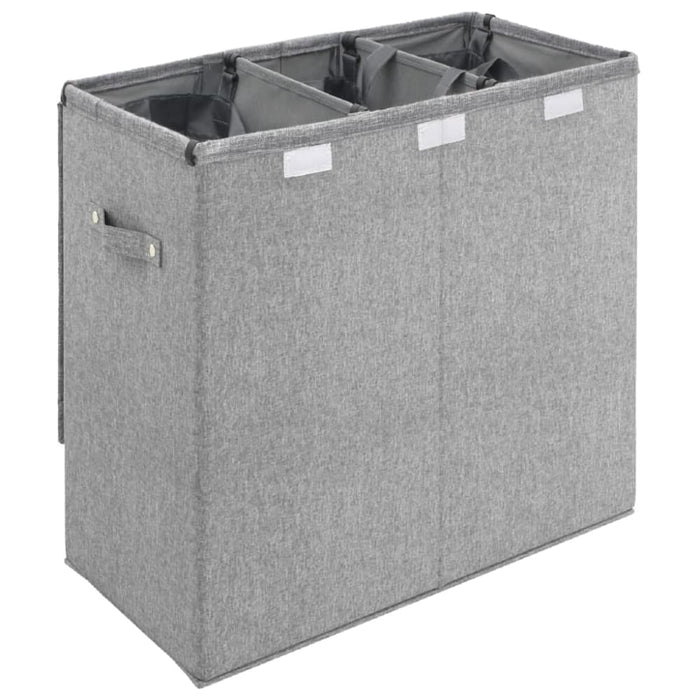 Foldable Laundry Hamper Grey 64.5x34.5x59 Cm Faux Linen