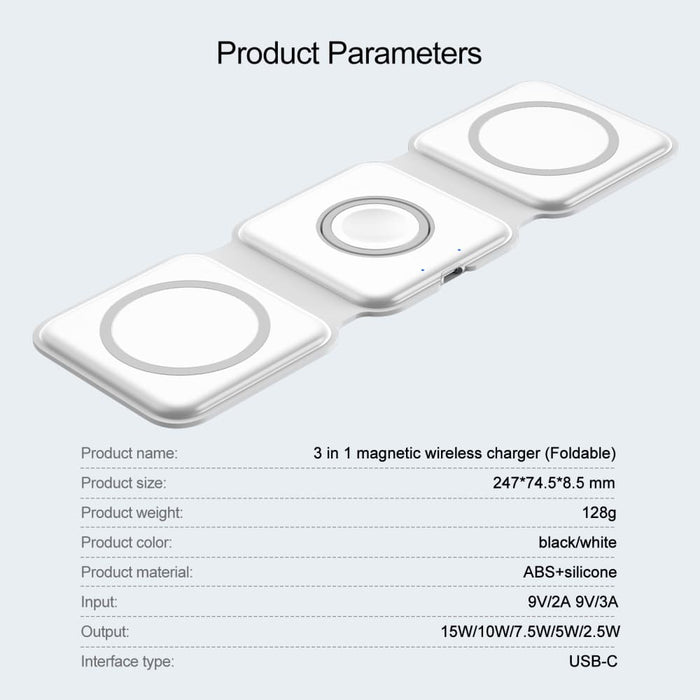 Foldable Magnetic 3 In 1 Wireless Charger