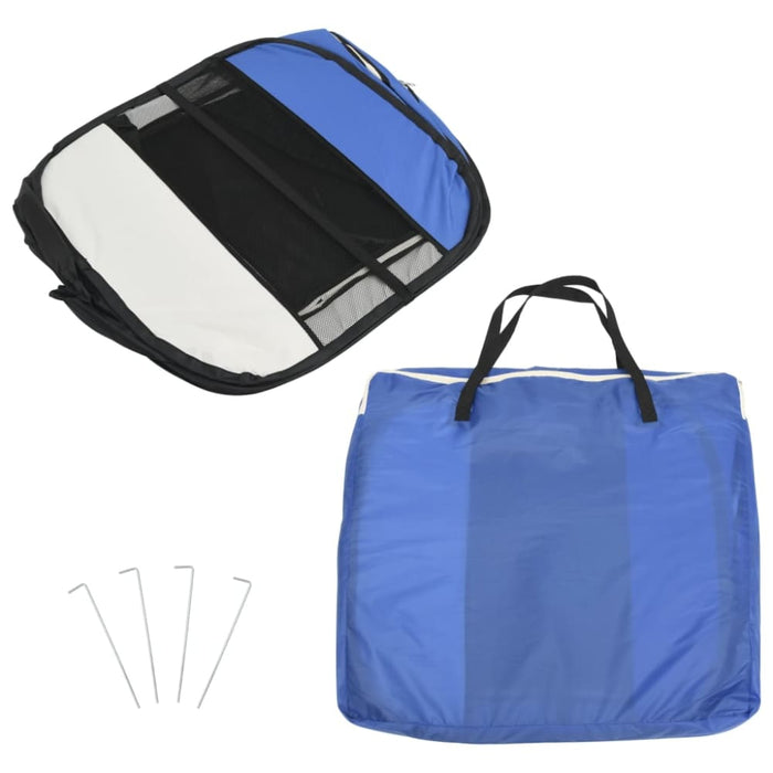 Foldable Dog Playpen With Carrying Bag Blue 90x90x58 Cm