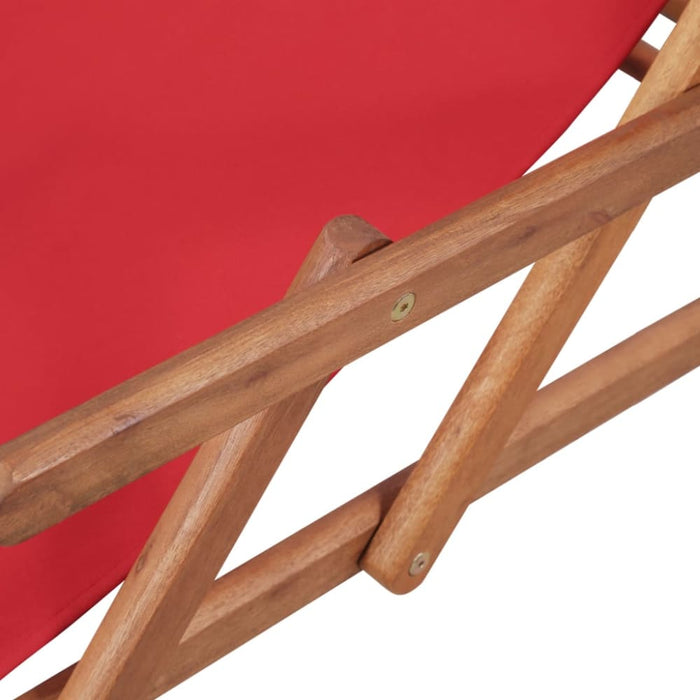 Folding Beach Chair Fabric And Wooden Frame Red Atkkp