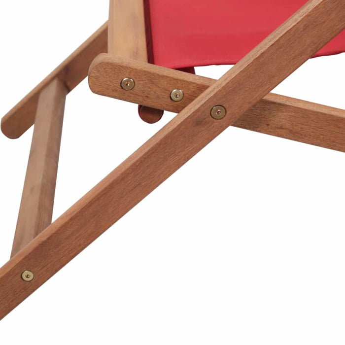 Folding Beach Chair Fabric And Wooden Frame Red Atkkp