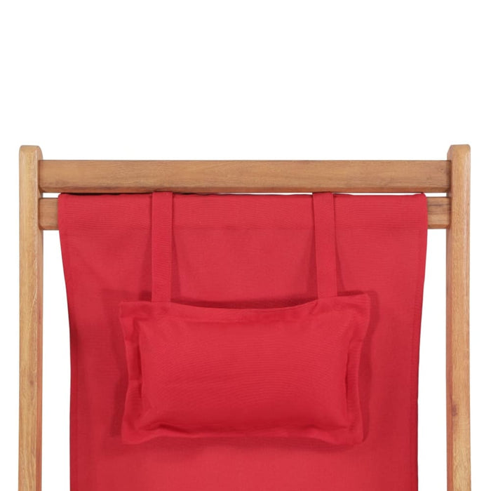 Folding Beach Chair Fabric And Wooden Frame Red Atkkp