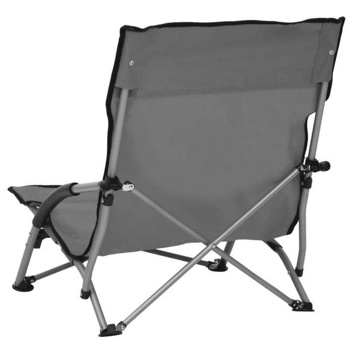 Folding Beach Chairs 2 Pcs Grey Fabric Toxako