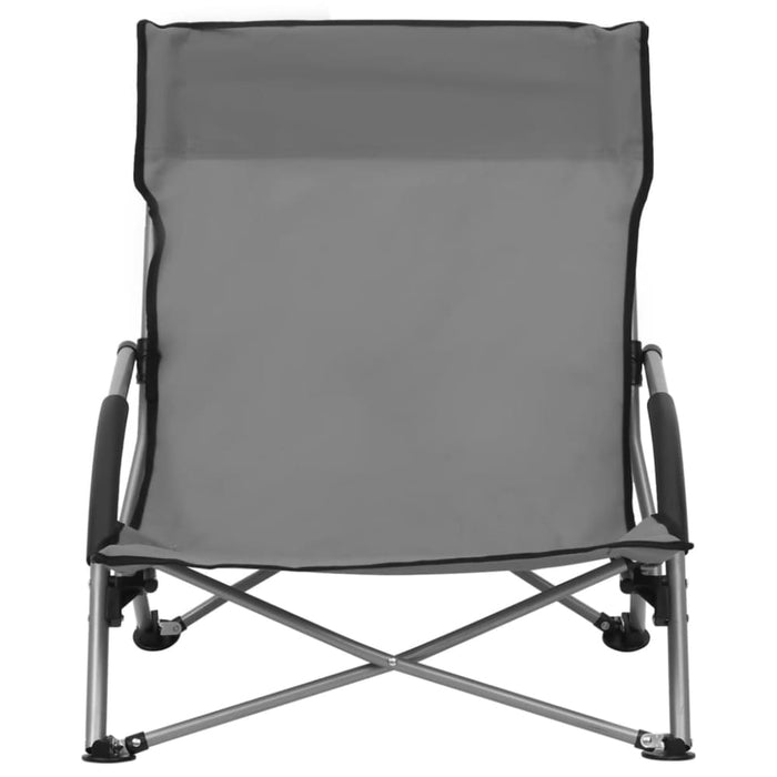 Folding Beach Chairs 2 Pcs Grey Fabric Toxako