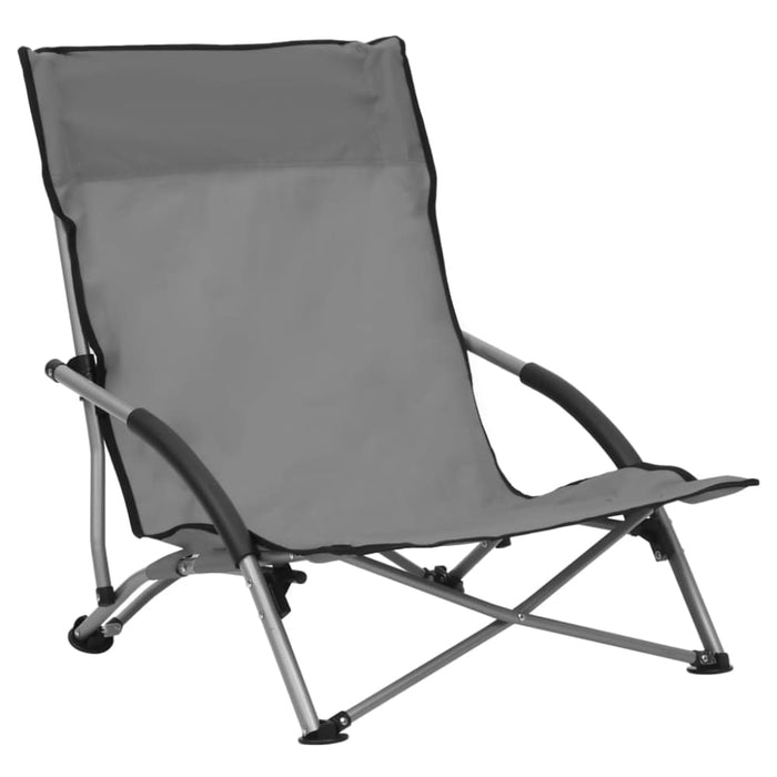 Folding Beach Chairs 2 Pcs Grey Fabric Toxako