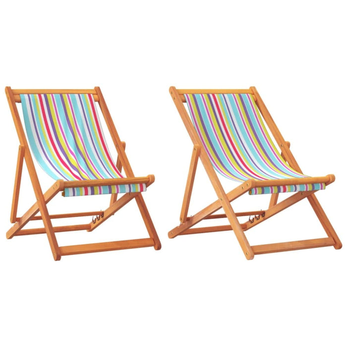 Folding Beach Chairs 2 Pcs Multicolour Fabric Txoaaka