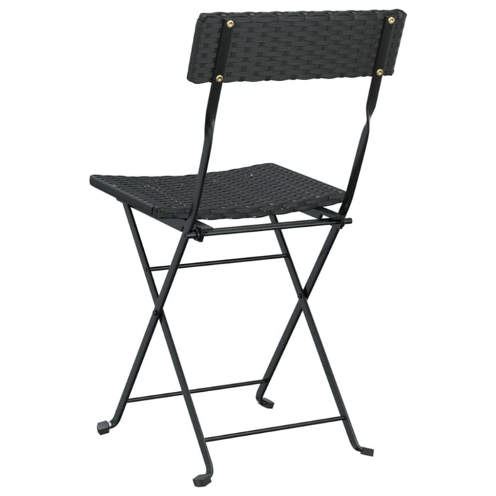 Folding Bistro Chairs 4 Pcs Black Poly Rattan And Steel