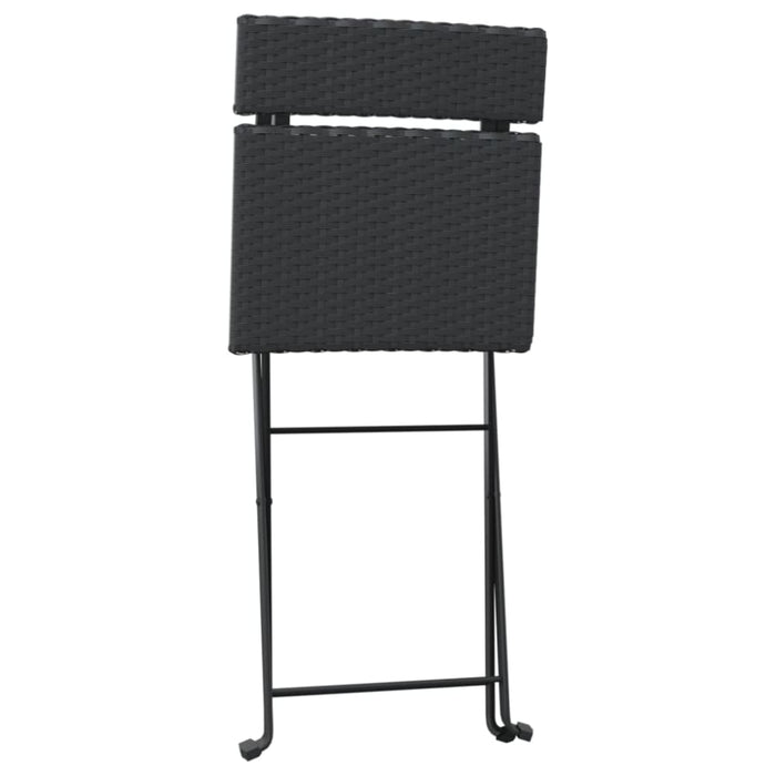 Folding Bistro Chairs 4 Pcs Black Poly Rattan And Steel