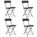 Folding Bistro Chairs 4 Pcs Black Poly Rattan And Steel