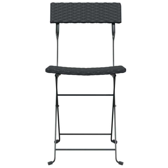 Folding Bistro Chairs 4 Pcs Black Poly Rattan And Steel