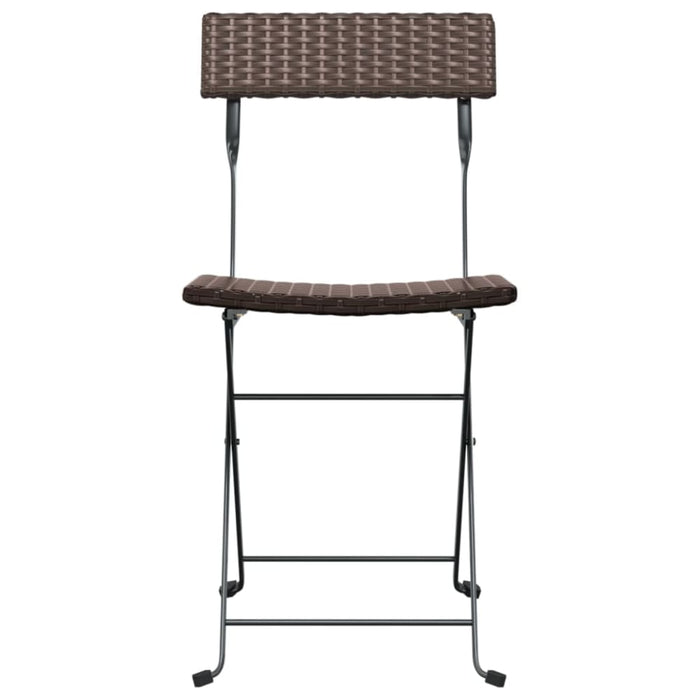 Folding Bistro Chairs 4 Pcs Brown Poly Rattan And Steel