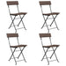 Folding Bistro Chairs 4 Pcs Brown Poly Rattan And Steel