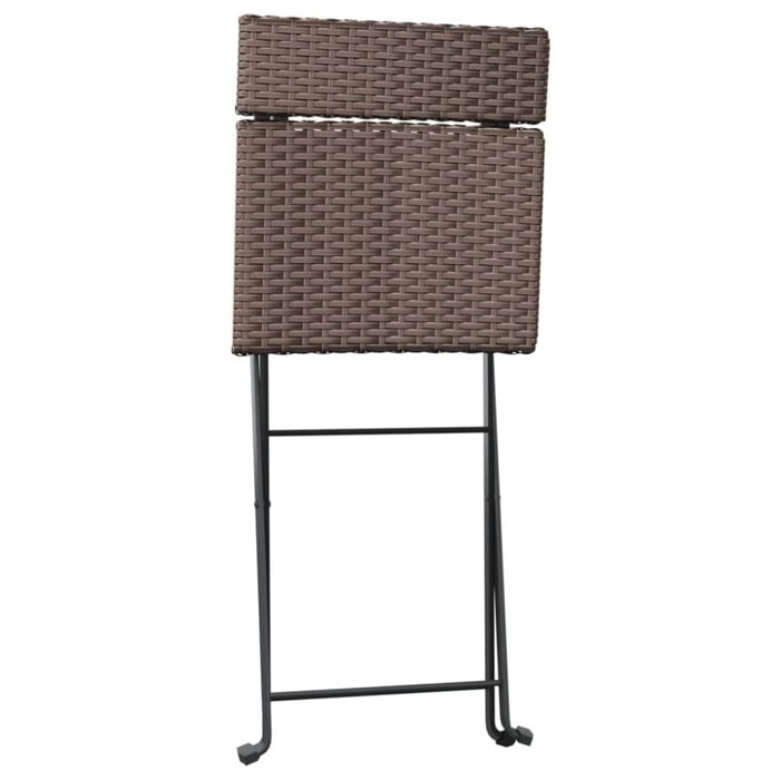 Folding Bistro Chairs 4 Pcs Brown Poly Rattan And Steel