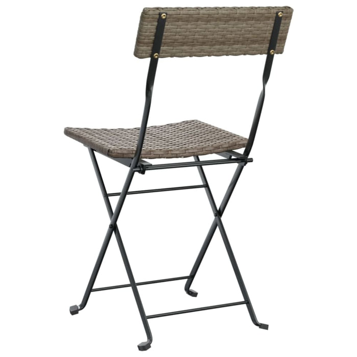 Folding Bistro Chairs 4 Pcs Grey Poly Rattan And Steel