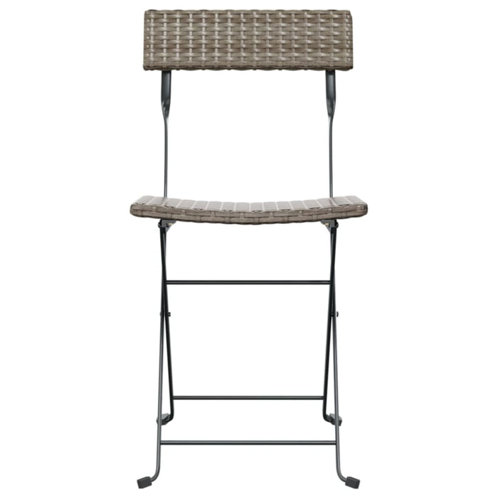 Folding Bistro Chairs 4 Pcs Grey Poly Rattan And Steel