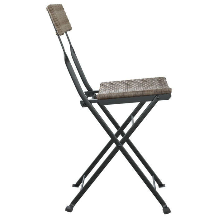 Folding Bistro Chairs 4 Pcs Grey Poly Rattan And Steel