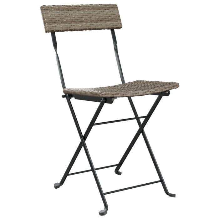 Folding Bistro Chairs 4 Pcs Grey Poly Rattan And Steel