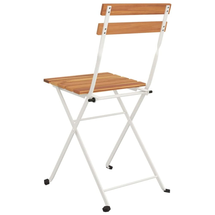 Folding Bistro Chairs 4 Pcs Solid Wood Acacia And Steel