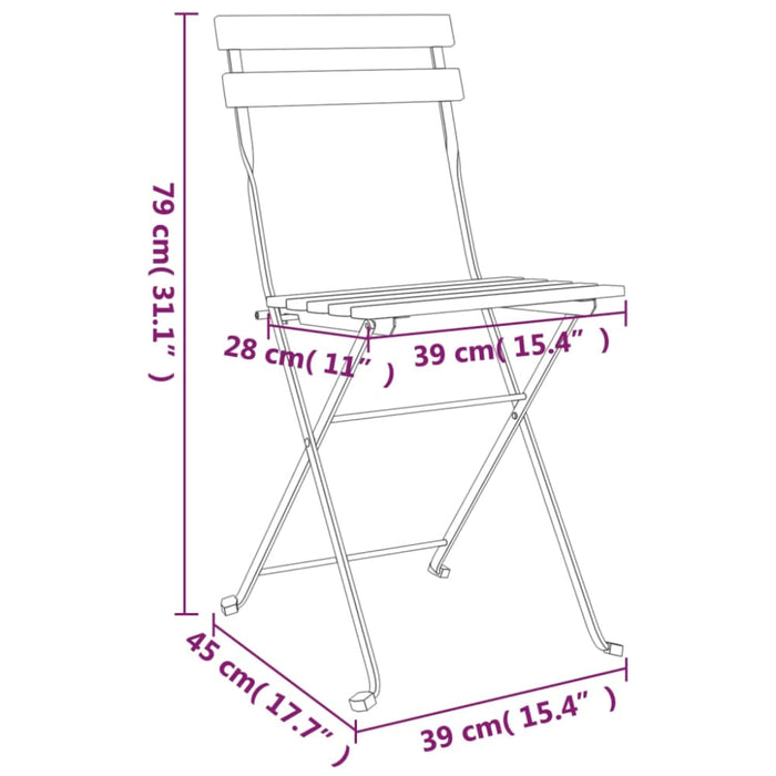 Folding Bistro Chairs 4 Pcs Solid Wood Acacia And Steel