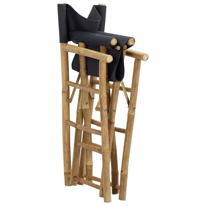 Folding Director’s Chairs 2 Pcs Dark Grey Bamboo