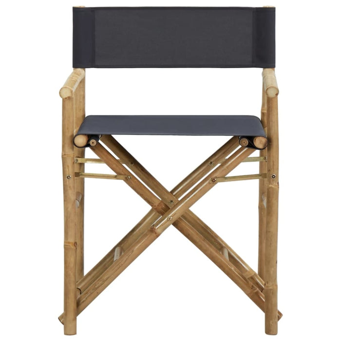 Folding Director’s Chairs 2 Pcs Dark Grey Bamboo