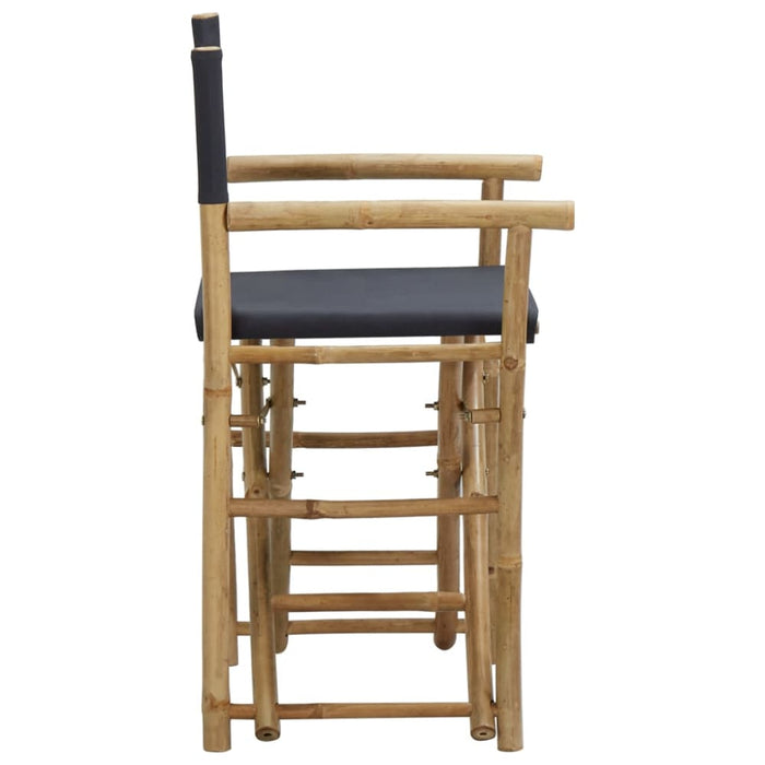 Folding Director’s Chairs 2 Pcs Dark Grey Bamboo