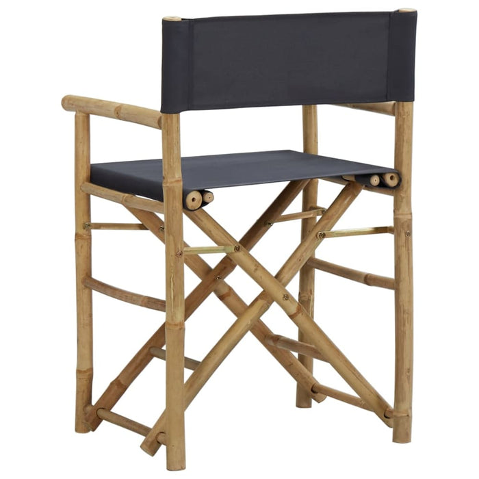 Folding Director’s Chairs 2 Pcs Dark Grey Bamboo