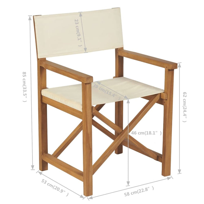 Folding Director’s Chairs 2 Pcs Solid Teak Wood Tbpipxn