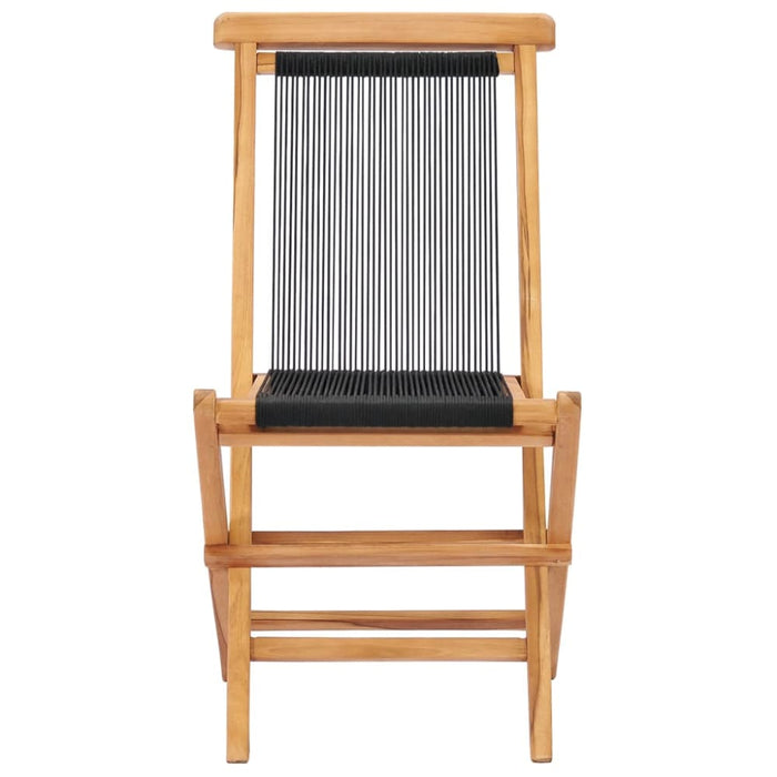 Folding Garden Chairs 2 Pcs Solid Teak Wood And Rope Aktlt