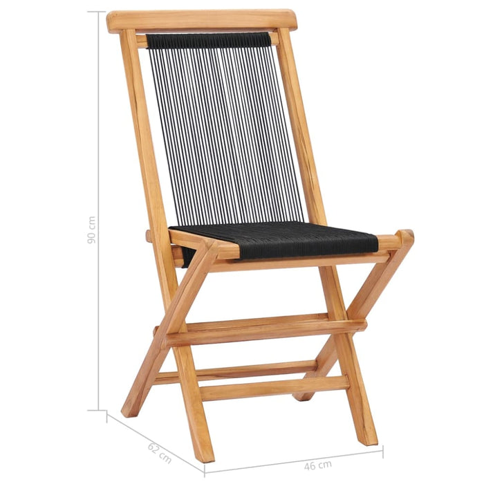 Folding Garden Chairs 2 Pcs Solid Teak Wood And Rope Aktlt