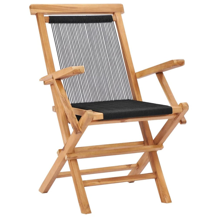 Folding Garden Chairs 2 Pcs Solid Teak Wood And Rope Aktlx