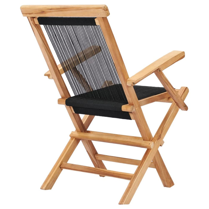 Folding Garden Chairs 2 Pcs Solid Teak Wood And Rope Aktlx