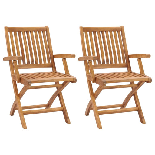 Folding Garden Chairs 2 Pcs Solid Teak Wood Topoba