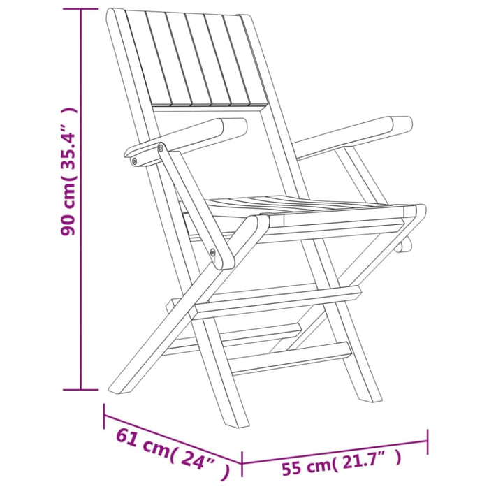 Folding Garden Chairs 4 Pcs 55x61x90 Cm Solid Wood Teak