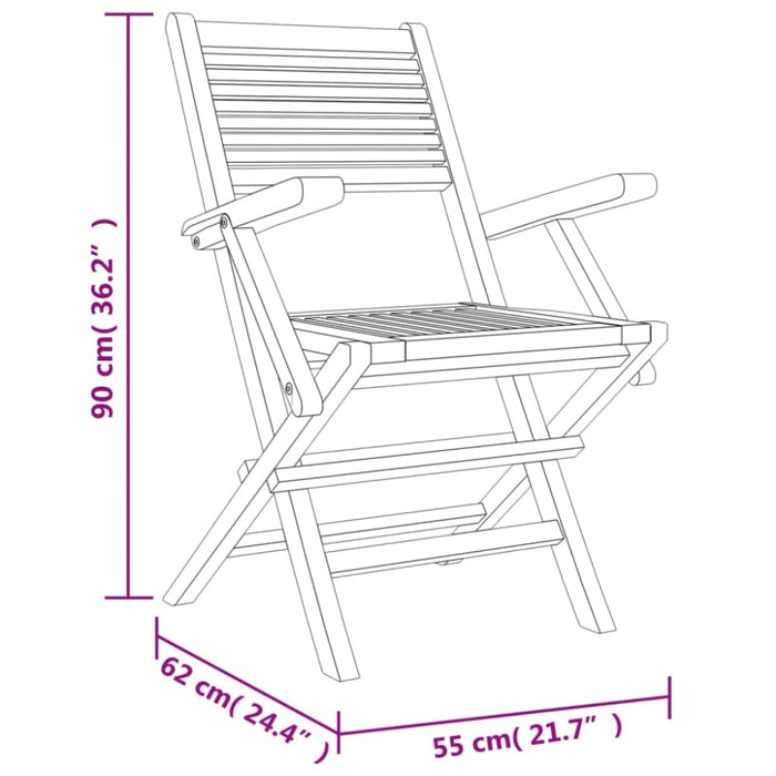 Folding Garden Chairs 4 Pcs 55x62x90 Cm Solid Wood Teak