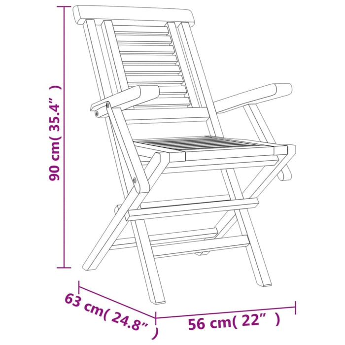 Folding Garden Chairs 4 Pcs 56x63x90 Cm Solid Wood Teak