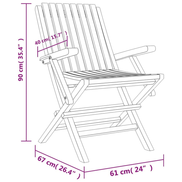 Folding Garden Chairs 4 Pcs 61x67x90 Cm Solid Wood Teak