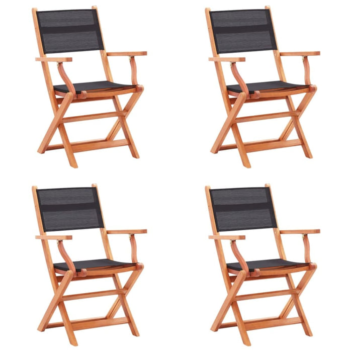 Folding Garden Chairs 4 Pcs Black Solid Eucalyptus Wood